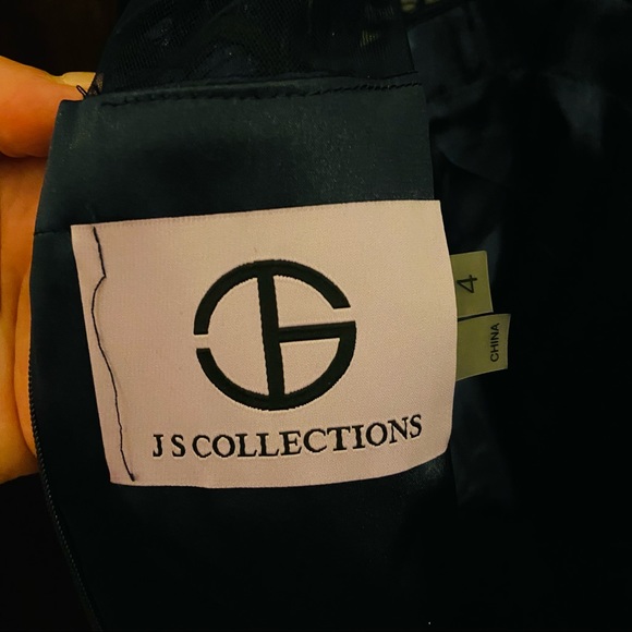 Anthropologie JS Collections NWT Navy/Black Winter Floral Formal Dress. Size 4. - Picture 7 of 11